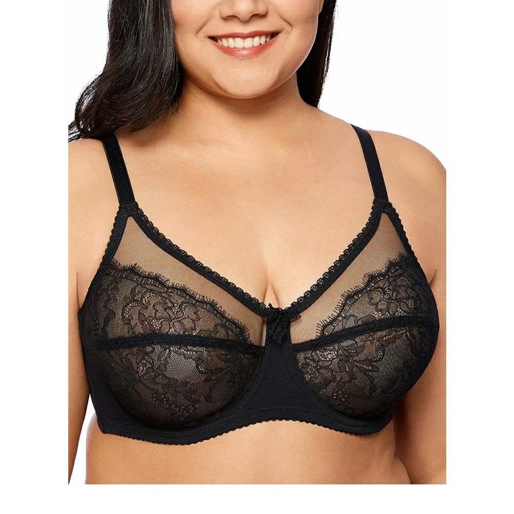DELIMIRAWomen's Sheer Lace Unlined Full Cup